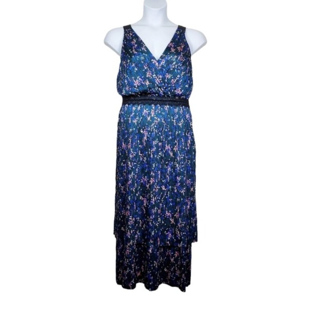 Banana Republic Womens Sleeveless Floral Print Pleated Midi Dress Size 12 NWT